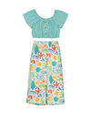 Mayoral Mini Girl Top and Print Trouser Set, Blue Multi