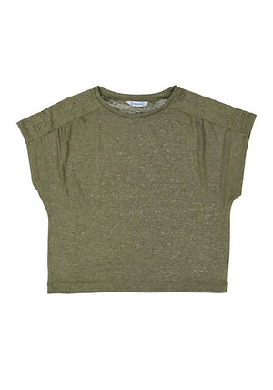 Mayoral Older Girl Short Sleeve Top, Green