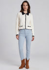 Micha Waffle Textured Contrast Jacket, Cream and Navy