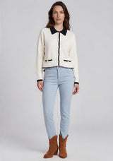 Micha Waffle Textured Contrast Jacket, Cream and Navy