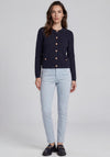 Micha Waffle Textured with Faux Pockets Cardigan, Navy