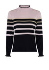 Micha Striped Knit Frill Neck Sweater, Pink
