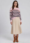 Micha Striped Round Neck Top, Pink Multi