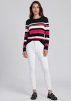 Micha Gold Button Detail Striped Top, Black Multi