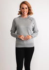Micha Stud Detail Round Neck Jumper, Grey