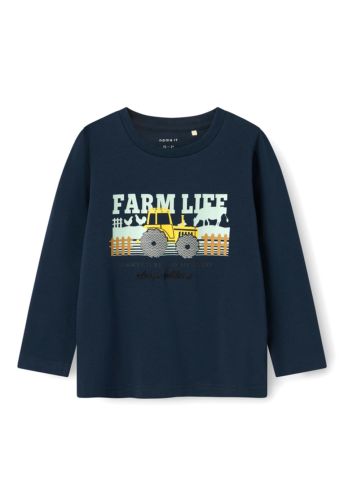 Name It Mini Boy Tractor Long Sleeve Top, Navy