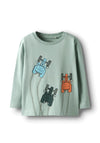 Name It Mini Boy Tractor Long Sleeve Top, Green