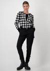 Monari Houndstooth Zipped Short Cardigan, Black & White