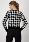 Monari Houndstooth Zipped Short Cardigan, Black & White