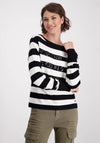 Monari Striped Sequin Panel Top, Black & White