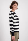 Monari Striped Sequin Panel Top, Black & White