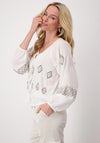 Monari Embroidered Boho Blouse, Off White