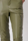 Monari Faux Leather Cargo Trousers, Green