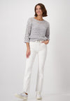 Monari Ajour Lurex Glitter Knit Sweater, Silver