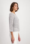 Monari Ajour Lurex Glitter Knit Sweater, Silver