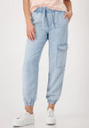 Monari Cuffed Leg Cargo Style Jeans, Light Blue Denim