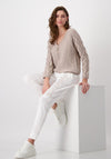 Monari Sequin V Neck Knit Jumper, Beige