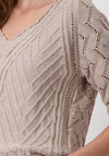 Monari Sequin V Neck Knit Jumper, Beige