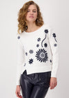 Monari Floral Knit Long Sleeve Top, Off White