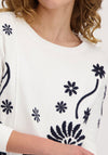 Monari Floral Knit Long Sleeve Top, Off White