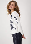 Monari Floral Knit Long Sleeve Top, Off White