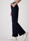 Monari Elasticated Straight Leg Trousers, Navy