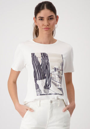 Monari Rhinestone Graphic T-Shirt, Off White