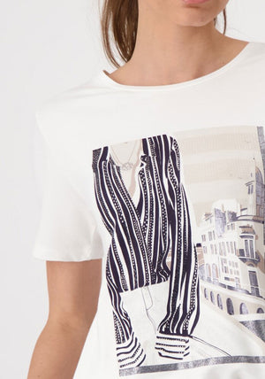 Monari Rhinestone Graphic T-Shirt, Off White
