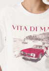 Monari Embellished Car Graphic T-Shirt, White