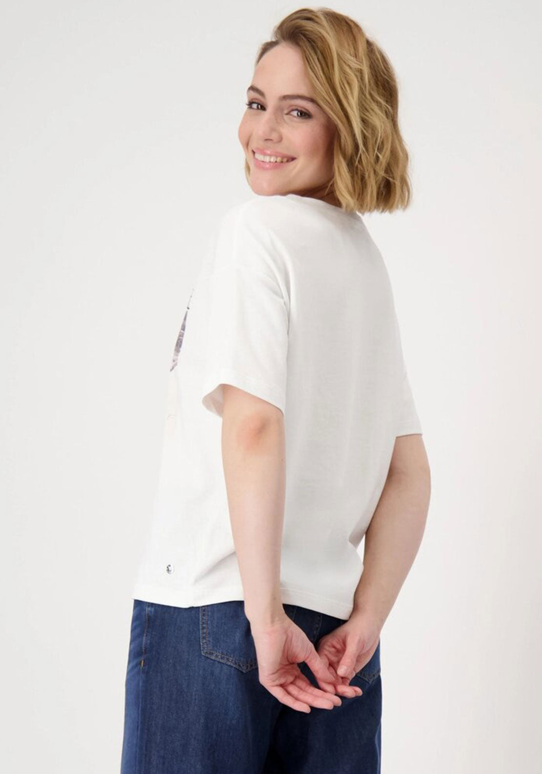 Monari Embellished Car Graphic T-Shirt, White
