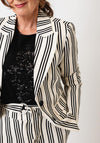 Monari Striped Single Breasted Blazer, Cream and Black