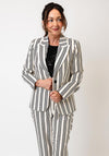 Monari Striped Single Breasted Blazer, Cream and Black