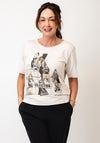 Monari Embellished Graphic T Shirt, Beige