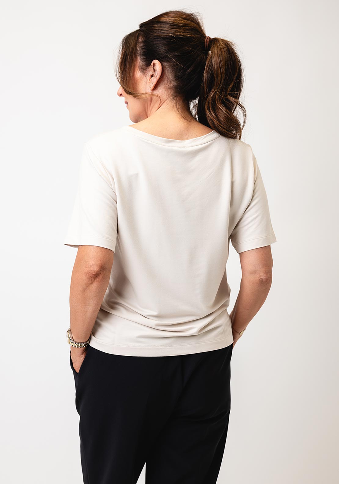 Monari Embellished Graphic T Shirt, Beige