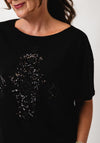 Monari Embellished Embroidered T Shirt, Black