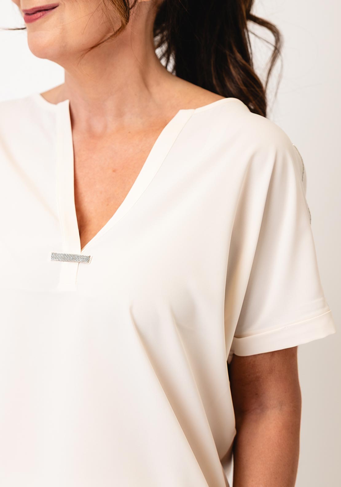 Monari Embellished Chiffon Blouse, Beige