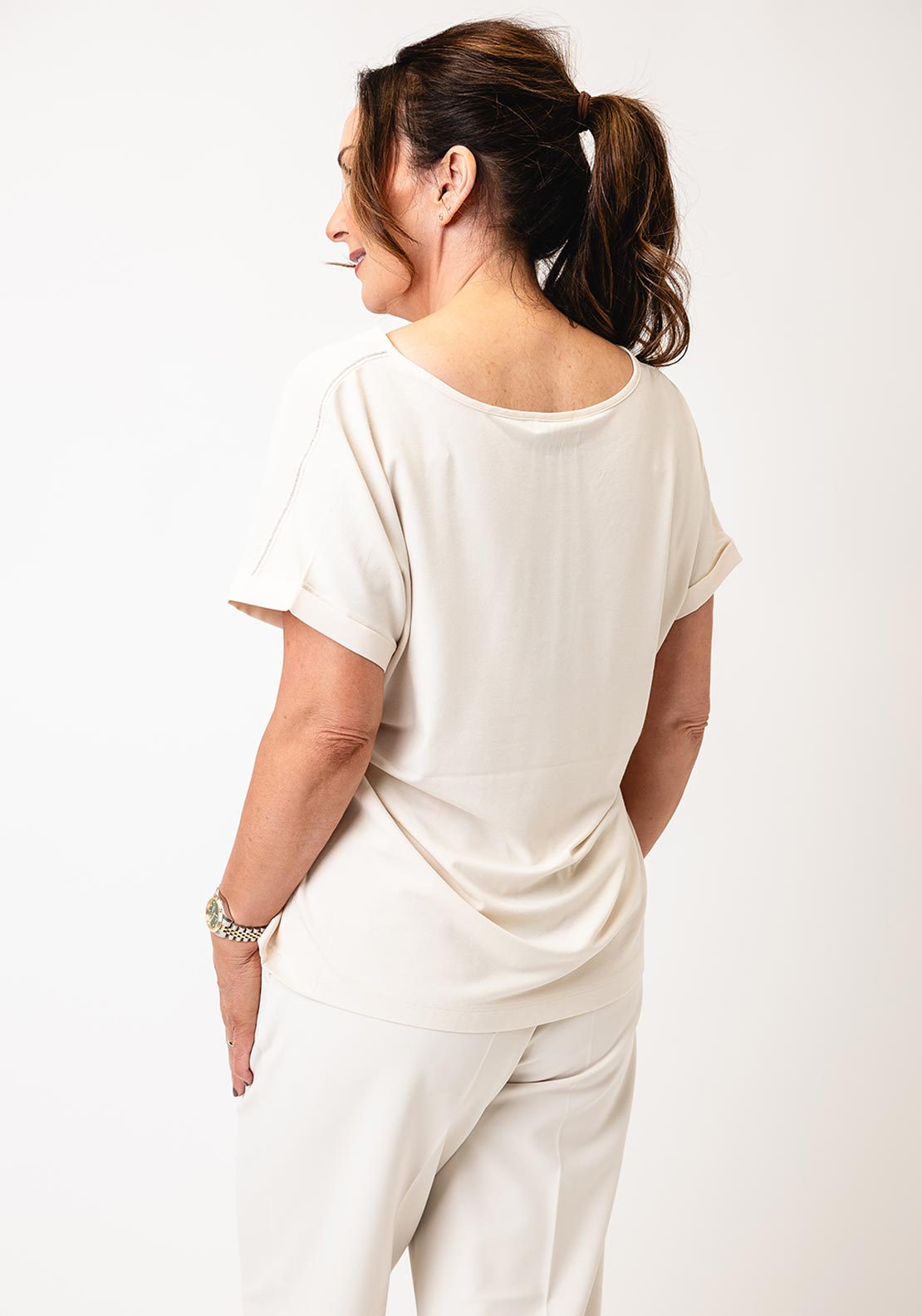 Monari Embellished Chiffon Blouse, Beige