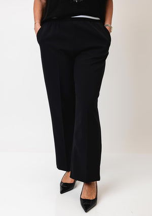 Monari Elasticated Straight Leg Trousers, Black