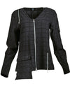 My Soul Bubble Asymmetric Zip V Neck Jacket, Black