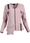 My Soul Bubble Asymmetric Zip V Neck Jacket, Rose Pink