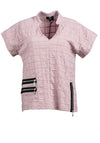 My Soul Bubble Zip Detail V Neck Top, Rose Pink