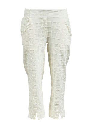 My Soul Bubble Grid Elasticated Cropped Trousers, White