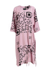 My Soul QR Code Tie Detail Midi Dress, Pink