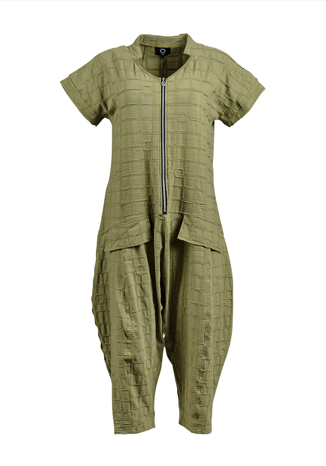 My Soul Bubble Grid Jersey Jumpsuit, Green