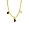 Absolute Black Halo Pendant Beaded Necklace, Gold