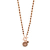 Absolute North Star Beaded T-Bar Necklace, Rose Gold & Brown