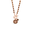 Absolute North Star Beaded T-Bar Necklace, Rose Gold & Brown