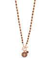 Absolute North Star Beaded T-Bar Necklace, Rose Gold & Brown
