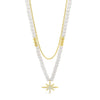 Absolute North Star Double Layered Pearl Beaded Necklace, Gold