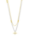 Absolute North Star Double Layered Pearl Beaded Necklace, Gold